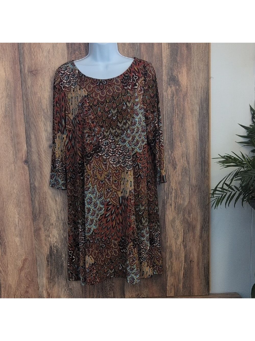 MSK Women's Boho Patterned Flowy Midi Dress L         624A